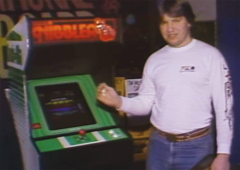 Tim McVey in 1984 with the Nibbler arcade machine